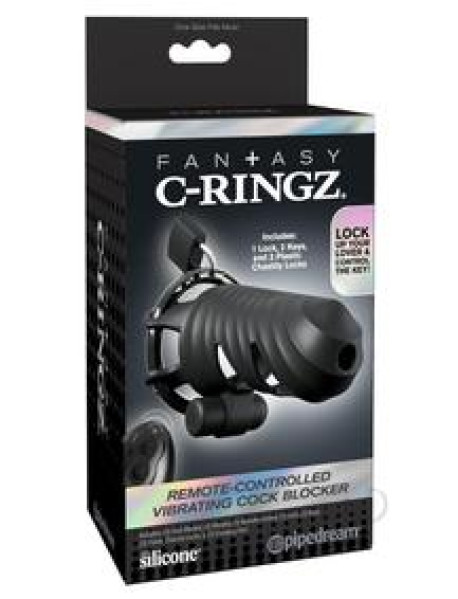 Fantasy Cringz Remote Cock Block Blk Fantasy Cringz Remote Cock Block Blk