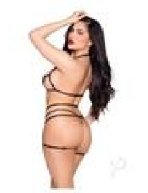 Adj Bra Pearl Gstring Garter Os Blk 3pc