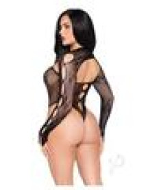 Keyhole Crotch Teddy Shrug Os Blk 2pc