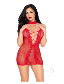 Dotted Halter Mini Dress Open Os Red