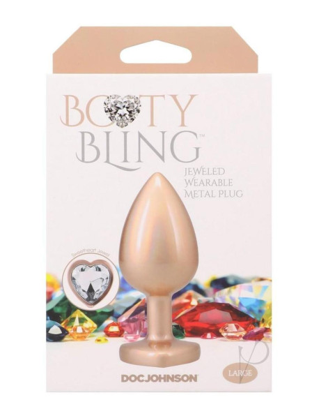 Booty Bling Heart Metal Plug Lg Gld