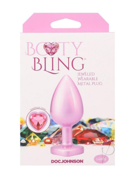 Booty Bling Heart Metal Plug Lg Pnk