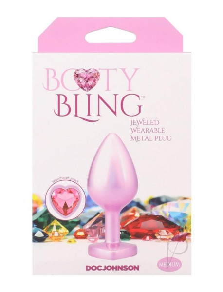 Booty Bling Heart Metal Plug Md Pnk