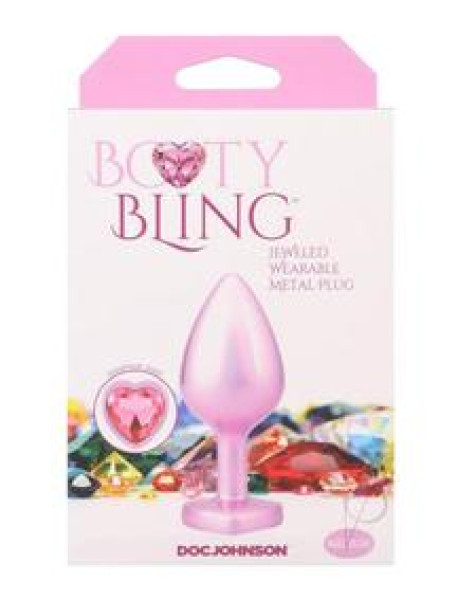 Booty Bling Heart Metal Plug Md Pnk