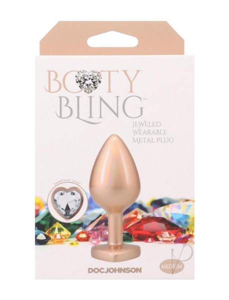 Booty Bling Heart Metal Plug Md Gld