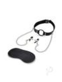 Open Mouth Gag Nipple Clips Blk