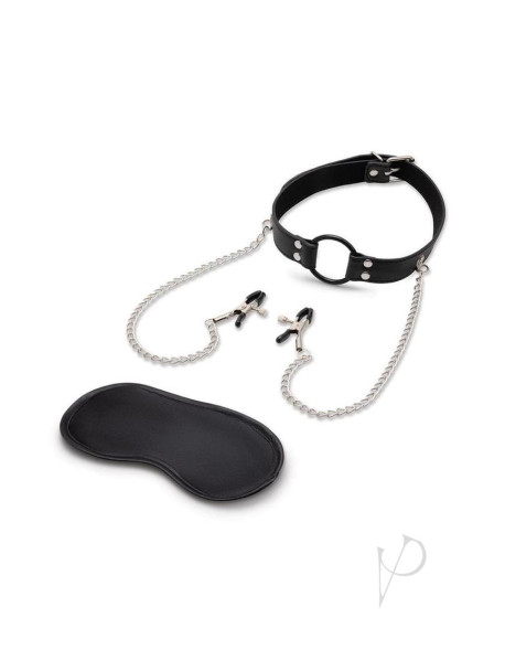 Open Mouth Gag Nipple Clips Blk