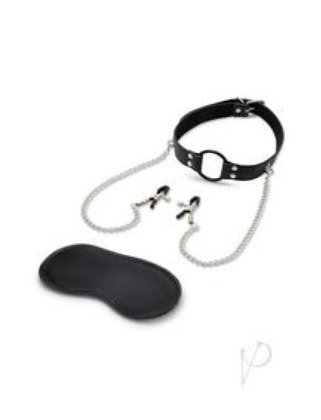 Open Mouth Gag Nipple Clips Blk