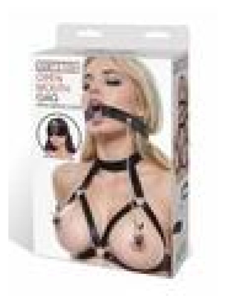 Open Mouth Gag Nipple Clips Blk
