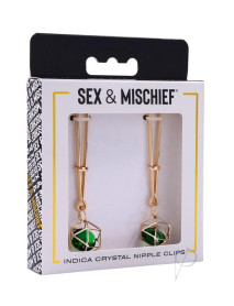 Sandm Indica Crystal Nipple Clips Grn/gld