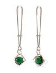 Sandm Indica Crystal Nipple Clips Grn/gld