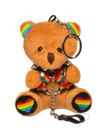 Ms Pride Bear Keychain Tan/rnbw