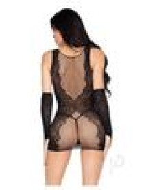 Wild Rose Mini Dress Net Gloves Os Blk