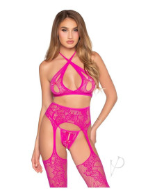 Lace Open Cup Bra Crotch Stocking Os Mag