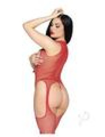 Circle Net Suspend Jumpsuit Panty Os Red