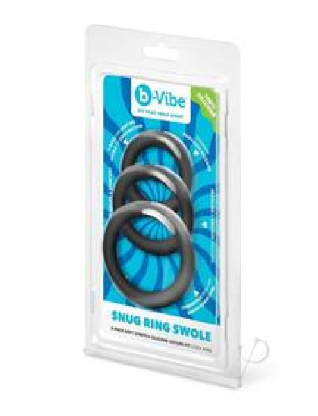 B Vibe Snug Ring Swole Cockring 3pk Blk B Vibe Snug Ring Swole Cockring 3pk Blk