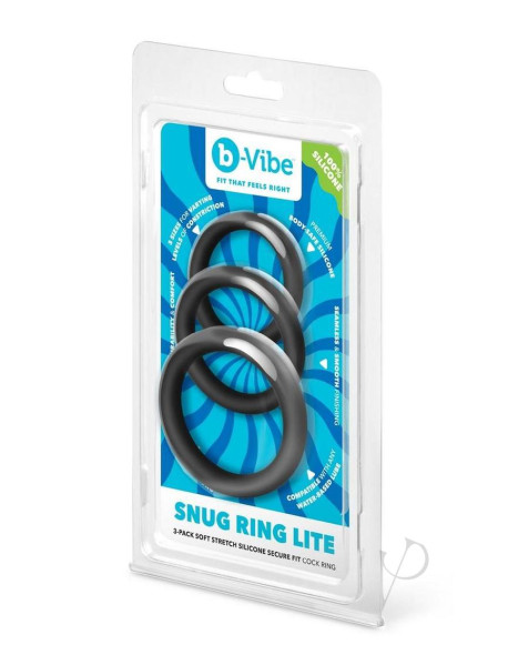 B Vibe Snug Ring Lite Cockring 3pk Black B Vibe Snug Ring Lite Cockring 3pk Black