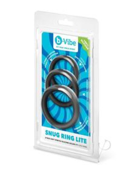 B Vibe Snug Ring Lite Cockring 3pk Black B Vibe Snug Ring Lite Cockring 3pk Black