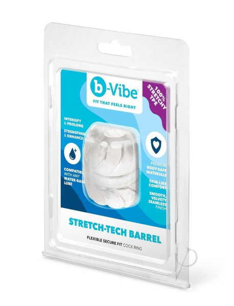 B Vibe Stretch Tech Barrel Cockring Clr B Vibe Stretch Tech Barrel Cockring Clr