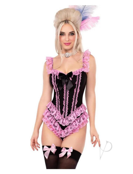 Bone Ruffle Bodysuit Bow Sm Blk/pnk