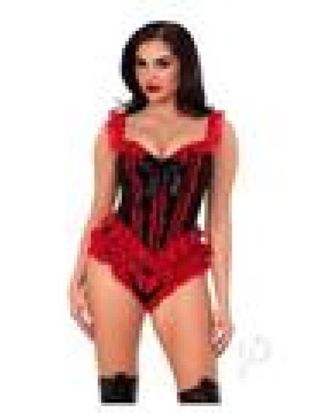 Bone Ruffle Bodysuit Bow Sm Blk/red