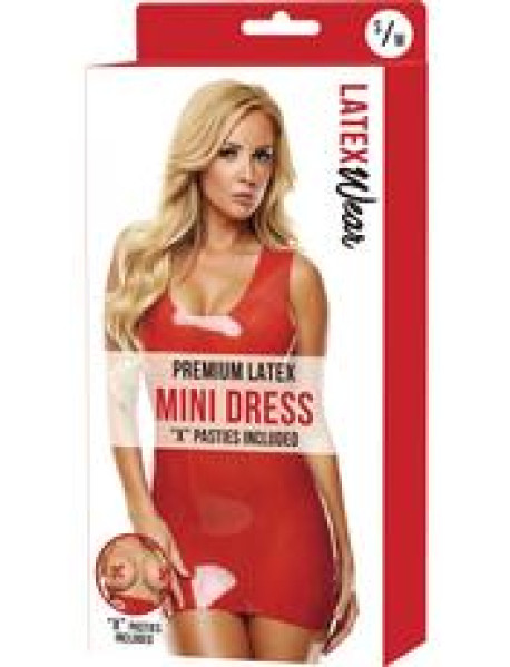 PREMIUM LATEX MINI DRESS-RED-SM/MD PREMIUM LATEX MINI DRESS-RED-SM/MD