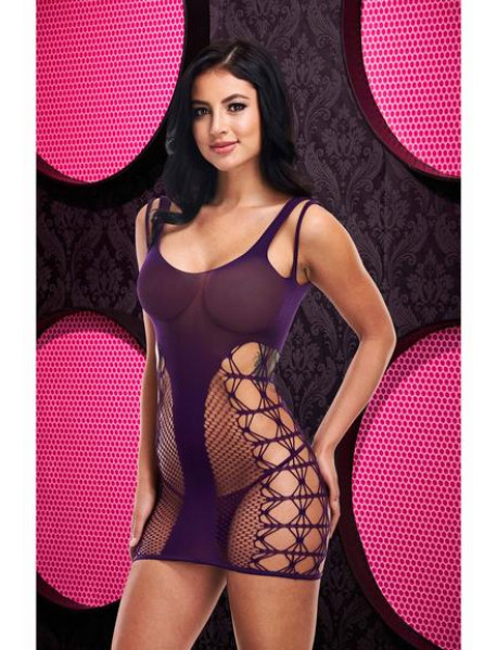 JACQUARD MINI DRESS - PURPLE