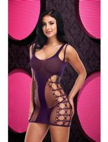 JACQUARD MINI DRESS - PURPLE