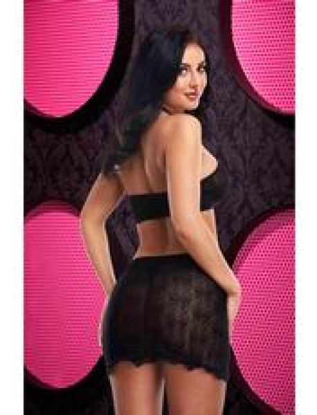 JACQUARD CROP TOP and SKIRT SET - BLACK