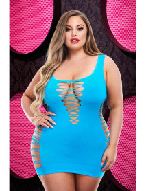 CRISS-CROSS MINI DRESS - NEON BLUE - Q