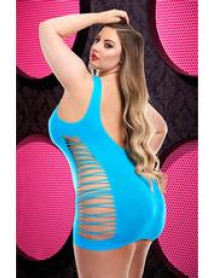 CRISS-CROSS MINI DRESS - NEON BLUE - Q