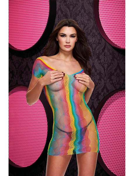 RAINBOW JACQUARD MINI DRESS