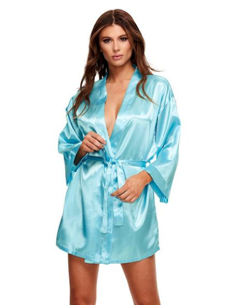 ALL SATIN ROBE - BLUE