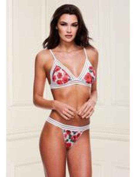 WHT FLORAL and LACE BRA SET-OPEN BK PANTY