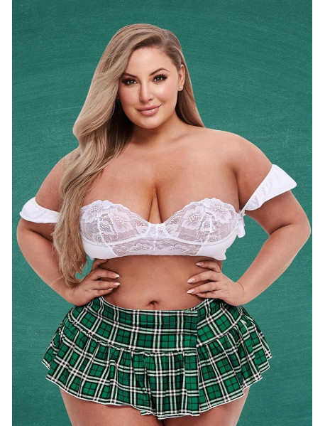 SCHOOLGIRL BUSTIER and SKIRT SET -QS