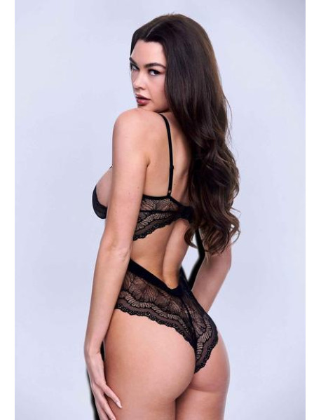 SEXY STRAPPY LACE TEDDY-BLACK-ML