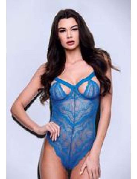 SEXY STRAPPY LACE TEDDY-BLUE-SM