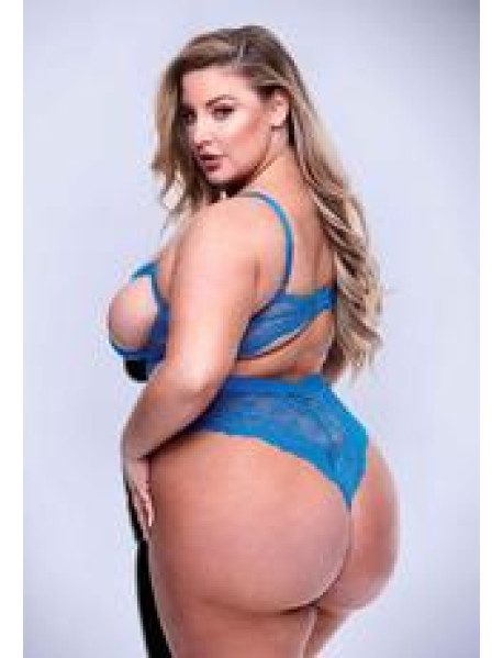 SEXY STRAPPY LACE TEDDY-BLUE-Q