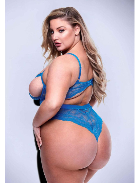 SEXY STRAPPY LACE TEDDY-BLUE-Q