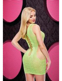 LACE AND FISHNET HALTER DRESS - NG