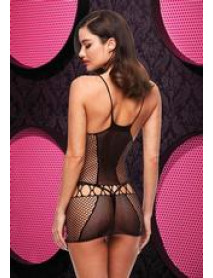 SEXY FISHNET MINI DRESS - BLK