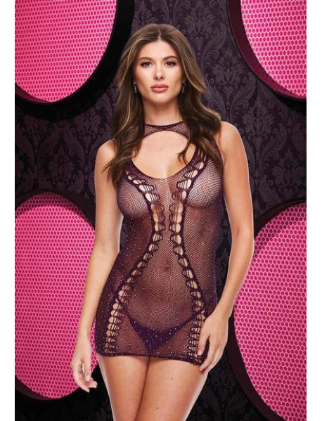 BLING BLING HALTER MINI DRESS - PUR