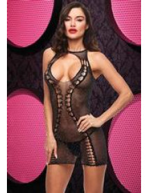 BLING BLING HALTER MINI DRESS - BLK