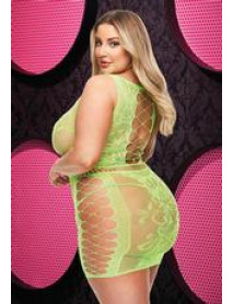SEXY FISHNET AND LACE MINI DRESS-NG-Q