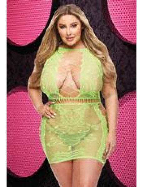 SEXY FISHNET AND LACE MINI DRESS-NG-Q