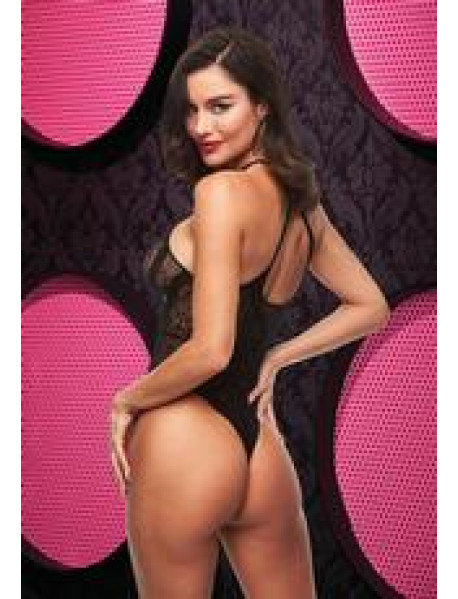 CRISS CROSS LACE TEDDY - BLK