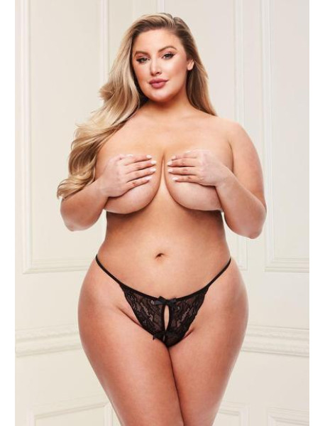 PEEK-A-BOO CROTCHLESS PANTY - BLK- XL PEEK-A-BOO CROTCHLESS PANTY - BLK- XL