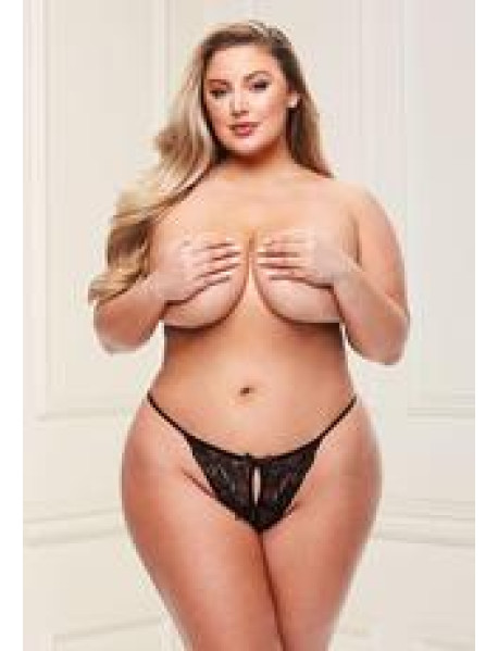 PEEK-A-BOO CROTCHLESS PANTY - BLK- XL PEEK-A-BOO CROTCHLESS PANTY - BLK- XL