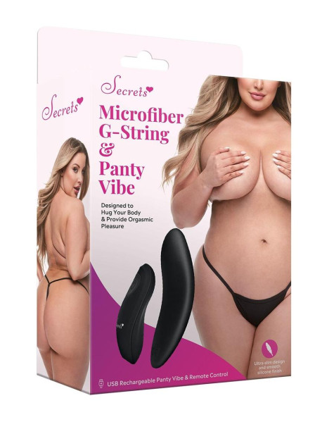 Microfiber G-String and Panty Vibe - Black - QS