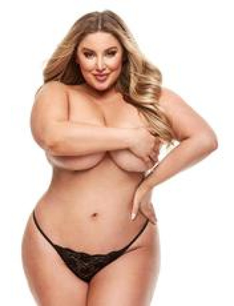 Lace G-String and Panty Vibe - Black - QS Lace G-String and Panty Vibe - Black - QS